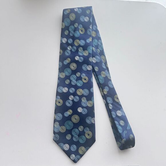 TED BAKER London Mens 100% Silk XL 62" Necktie Designer Geometric‎ BLue 63x4 - Picture 1 of 5